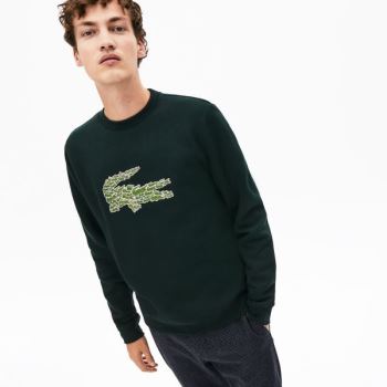 Lacoste Crewneck Croco Magic Logo Fleece Sweatshirt Pánské - Mikiny Zelene | CZ-9HVb8M